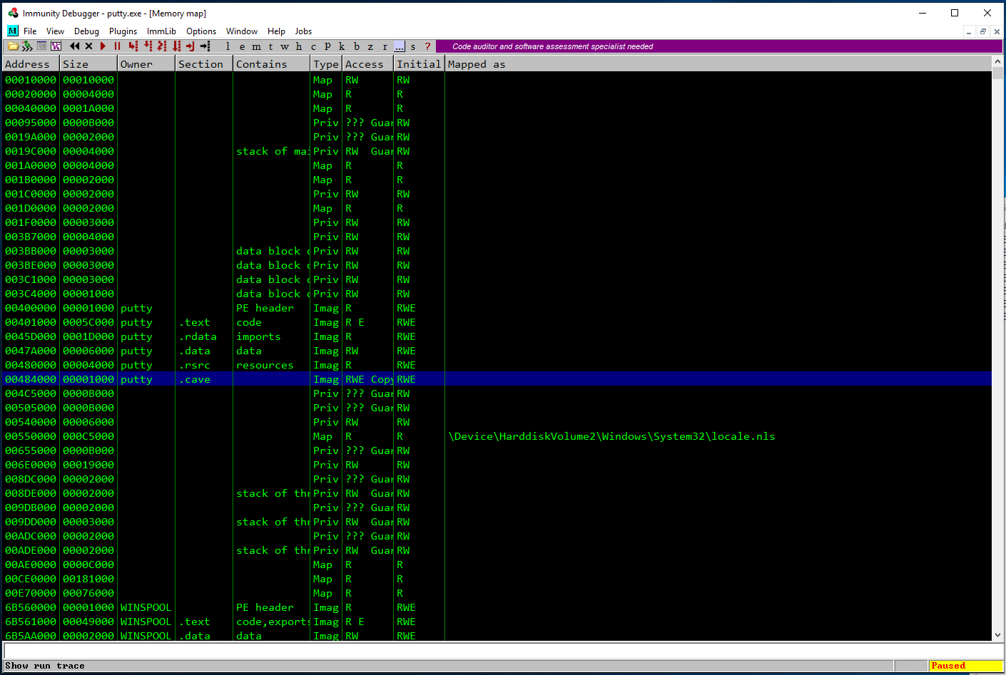 Memory Map Code Cave